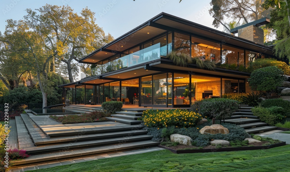 Modernist glass home with unobstructed views. Modernist glass home with unobstructed views.