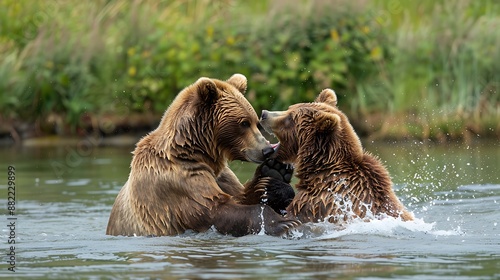 Brown bear playing