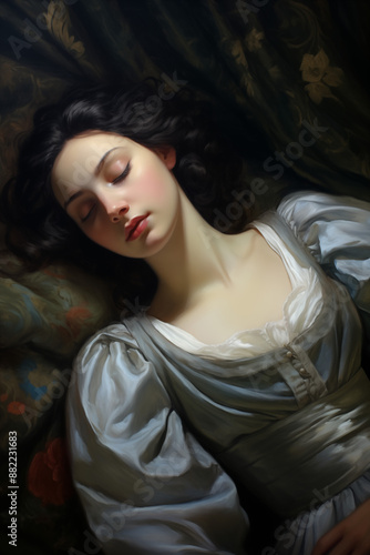 regency painting of a sleeping woman 