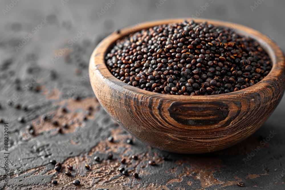 Minimalist mockup of a small bowl with red quinoa, white quinoa, black quinoa, quinoa seeds, red quinoa seeds, white quinoa seeds, black quinoa seeds on a blurred background. Minimalist mockup of a small bowl with red quinoa, white quinoa, black quinoa, quinoa seeds, red quinoa seeds, white quinoa seeds, black quinoa seeds on a blurred background.
