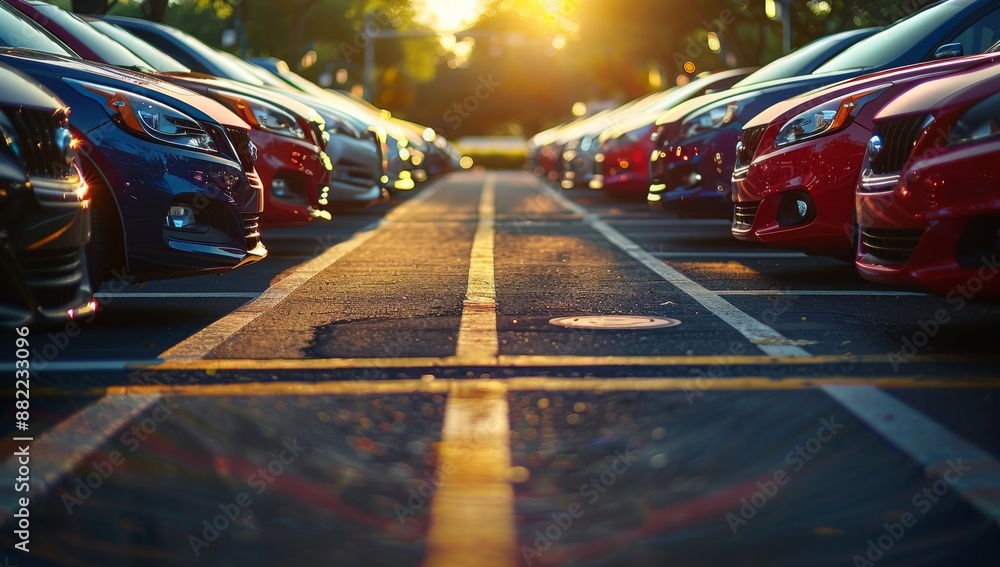 © HanThar Fusion - Car parked at outdoor parking lot. Used car for sale and rental service. Automobile parking area. Car dealership and dealer agent concept © HanThar Fusion - Car parked at outdoor parking lot. Used car for sale and rental service. Automobile parking area. Car dealership and dealer agent concept