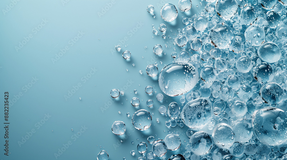 Refreshing Water Bubbles - Clear Droplets & Soft Blue Surface Refreshing Water Bubbles - Clear Droplets & Soft Blue Surface