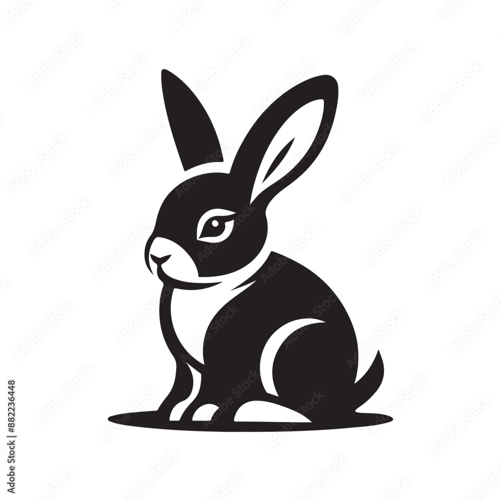 Black rabbit silhouette isolated on white background Black rabbit silhouette isolated on white background