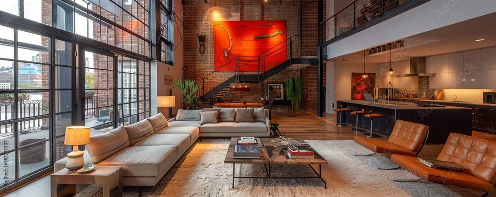 Urban loft with modern furnishings. Urban loft with modern furnishings.