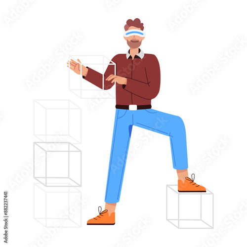 Vr modelling character illustration in flat style 

