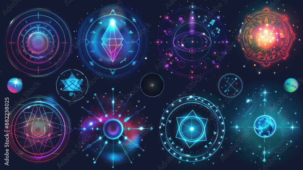 Mystic Symbols and Space Elements Mystic Symbols and Space Elements