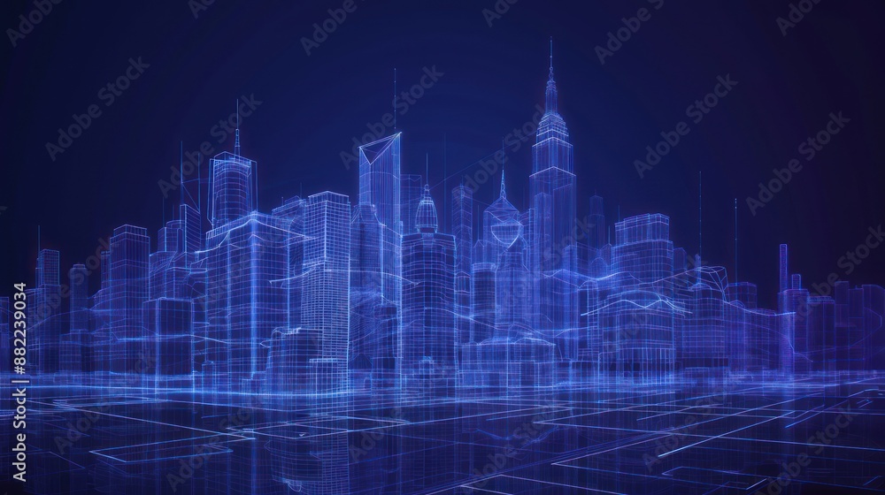 Digital Cityscape: A Wireframe Metropolis Digital Cityscape: A Wireframe Metropolis
