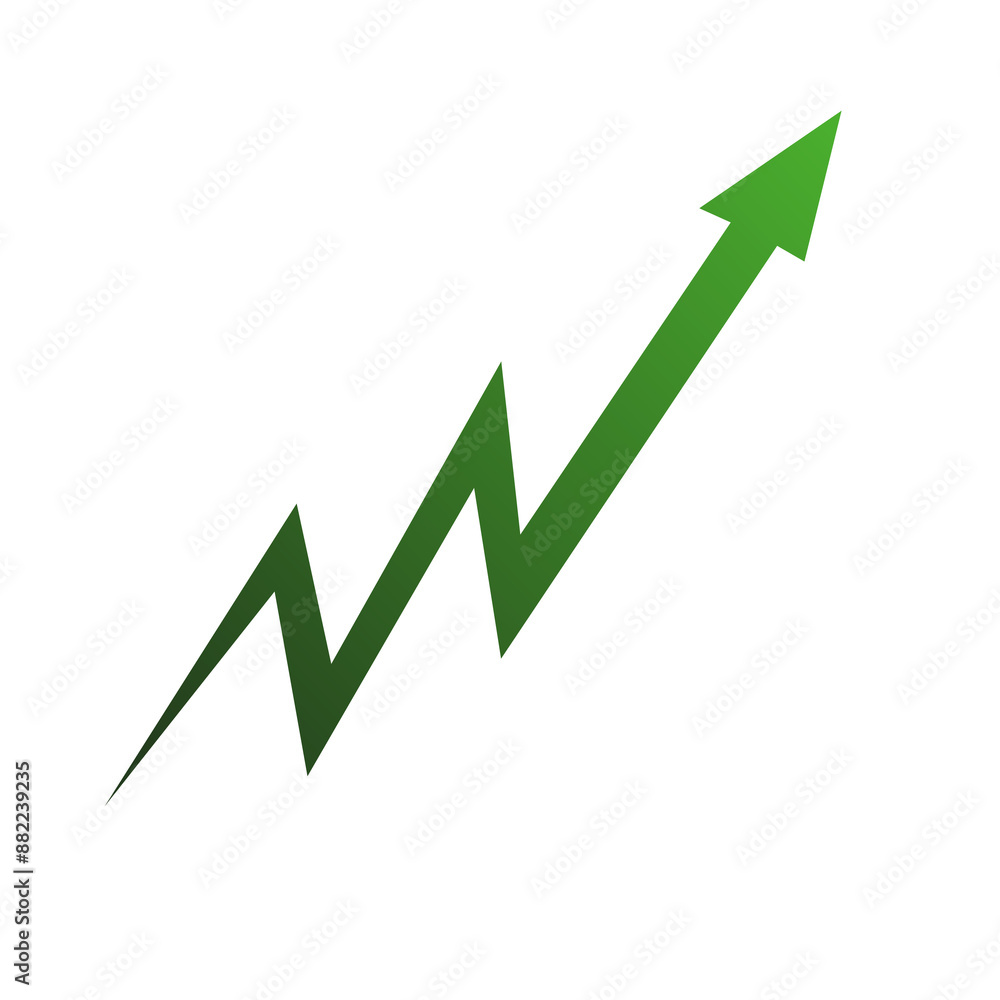 Green Graph arrow icon isolated on transparent Green Graph arrow icon isolated on transparent