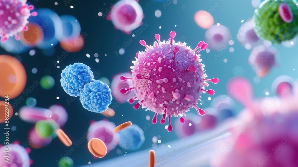 Cross-section of human skin showing immune response to infection, bacteria vs immune cells, educational Cross-section of human skin showing immune response to infection, bacteria vs immune cells, educational