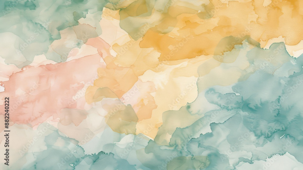 Soft pastel watercolor background with green, yellow, pink, and blue tones, creating a calm and harmonious feel Soft pastel watercolor background with green, yellow, pink, and blue tones, creating a calm and harmonious feel