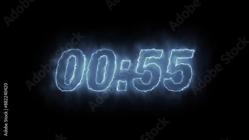 1 minuet (60) second timer animation video only with glow animation.