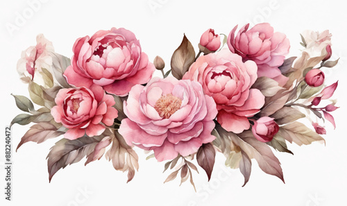 Pale pink camellia, dusty rose, ivory white peony, blush protea, nude pink ranunculus