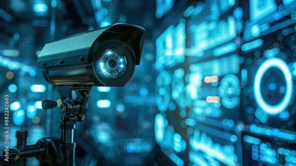 Security Camera with Futuristic Background Security Camera with Futuristic Background
