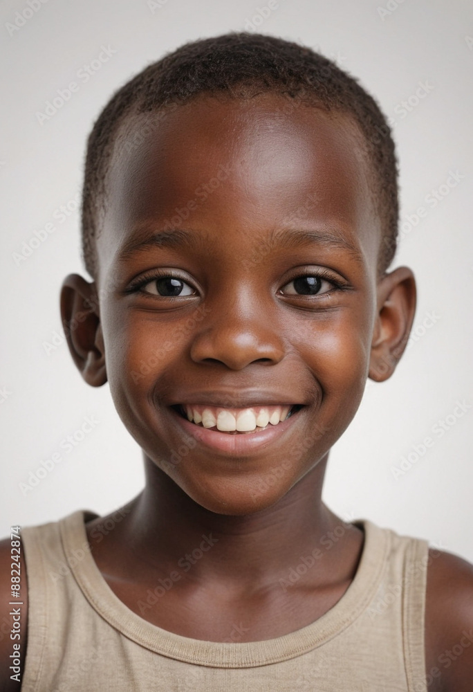 Portrait view of a regular happy smiling Central African Republic boy, ultra realistic, candid, social media, avatar image, plain solid background Portrait view of a regular happy smiling Central African Republic boy, ultra realistic, candid, social media, avatar image, plain solid background