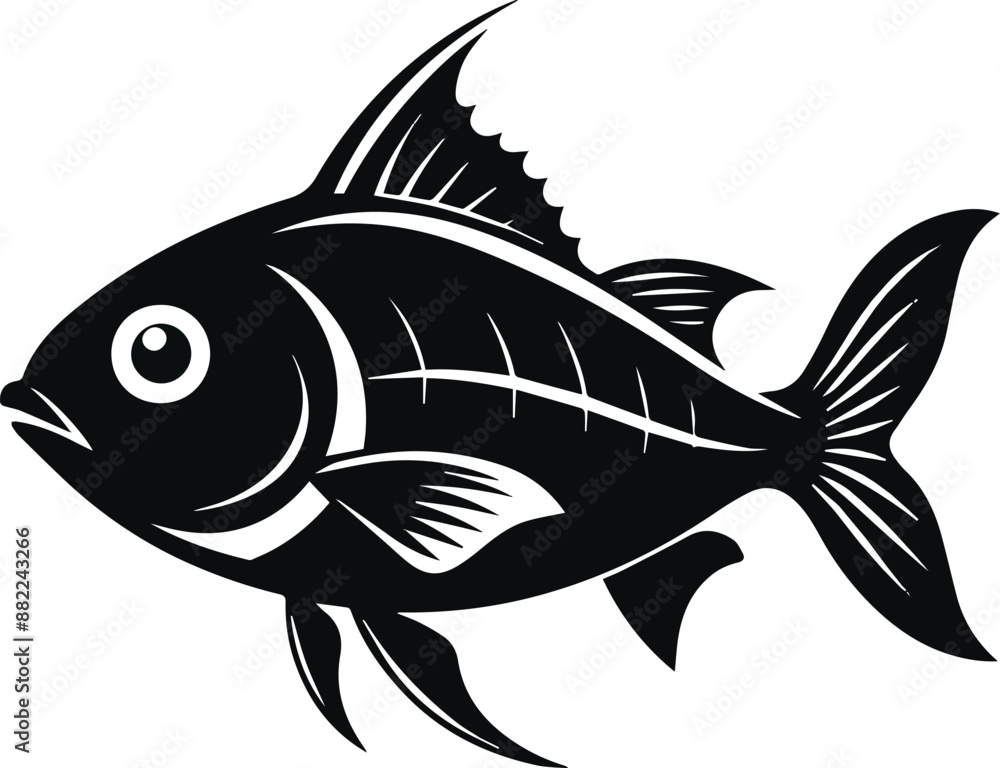 Fish Vector Style Silhouette. Generative AI