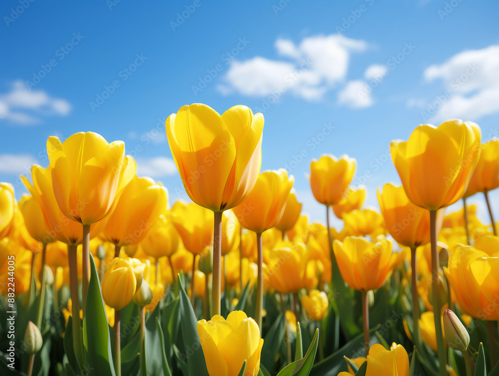Obraz premium yellow tulip field against sky