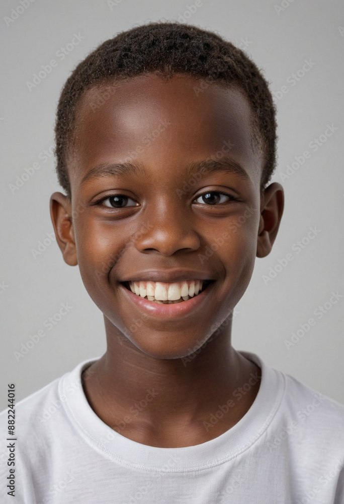 Portrait view of a regular happy smiling Sierra Leone boy, ultra realistic, candid, social media, avatar image, plain solid background Portrait view of a regular happy smiling Sierra Leone boy, ultra realistic, candid, social media, avatar image, plain solid background