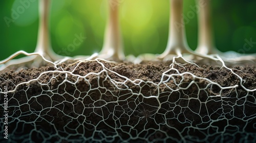 Soil with fungi mycelium networks visible