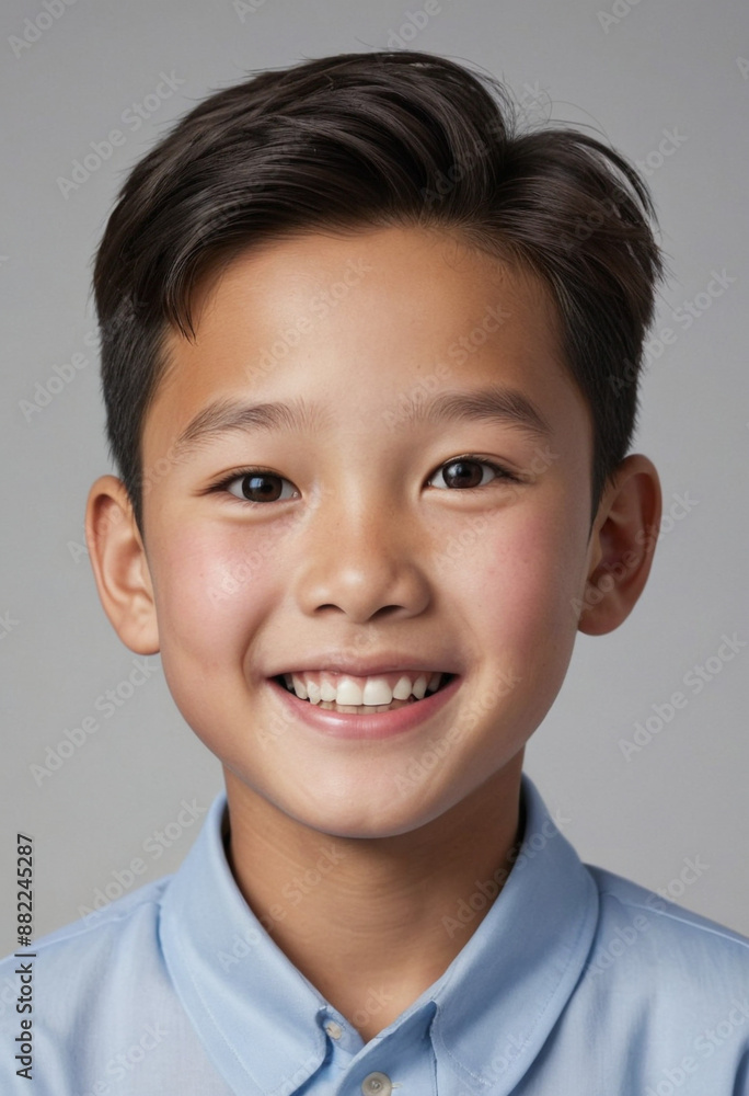 Portrait view of a regular happy smiling North Korea boy, ultra realistic, candid, social media, avatar image, plain solid background Portrait view of a regular happy smiling North Korea boy, ultra realistic, candid, social media, avatar image, plain solid background
