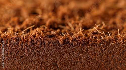 Soil covered with mulch to retain moisture photo