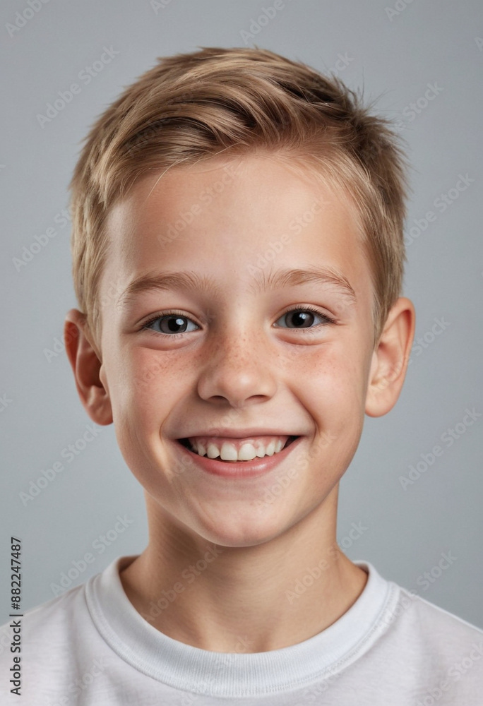 Portrait view of a regular happy smiling Finland boy, ultra realistic, candid, social media, avatar image, plain solid background