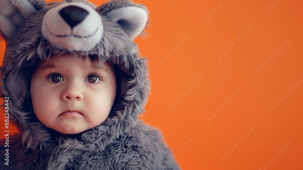 A closeup photography shot of a cute child in a Halloween werewolf costume, A closeup photography shot of a cute child in a Halloween werewolf costume,