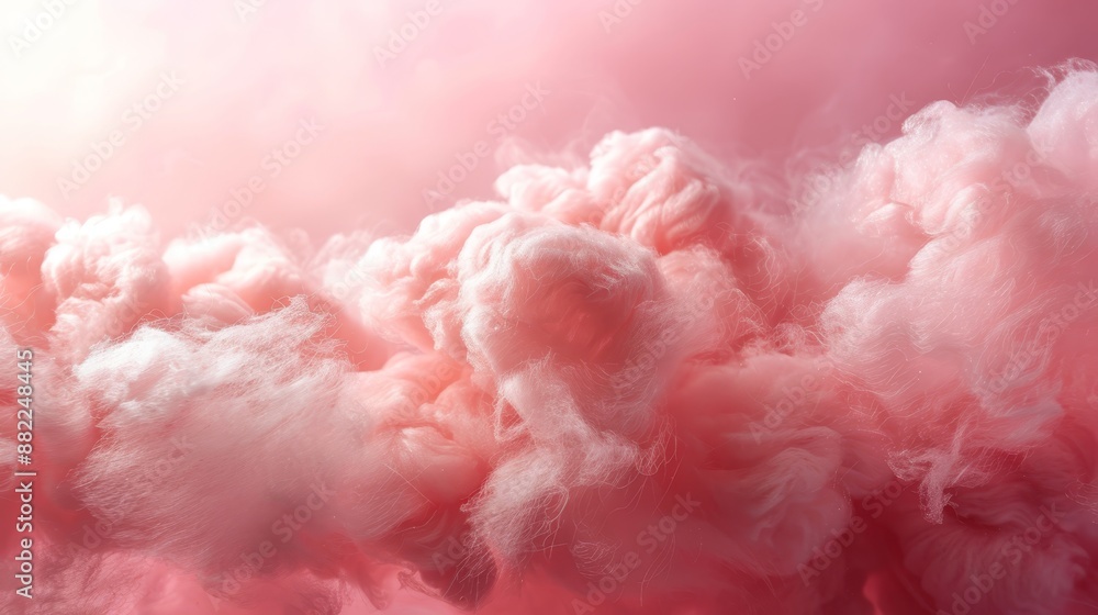 A pink and white smoke cloud against a pink backdrop, featuring a gentle light pink sky in the distance A pink and white smoke cloud against a pink backdrop, featuring a gentle light pink sky in the distance