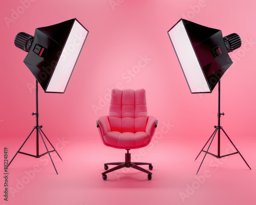 Professional 3D generated photo of a professional photo studio setting