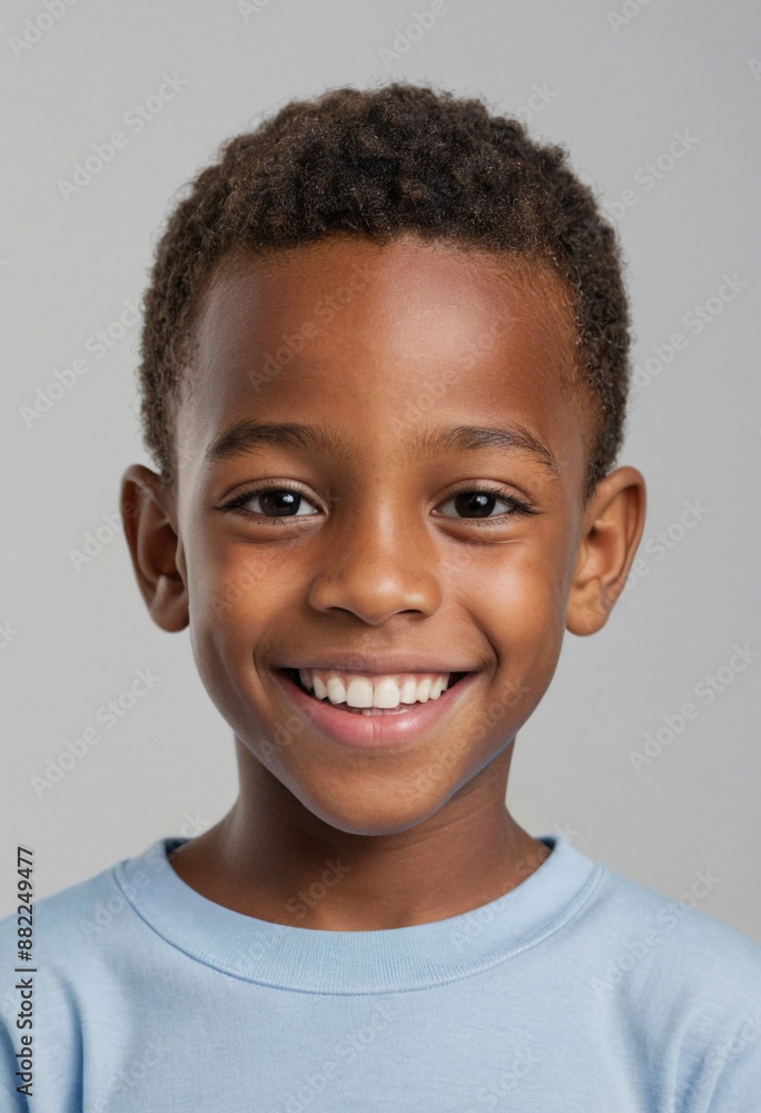 Portrait view of a regular happy smiling Barbados boy, ultra realistic, candid, social media, avatar image, plain solid background