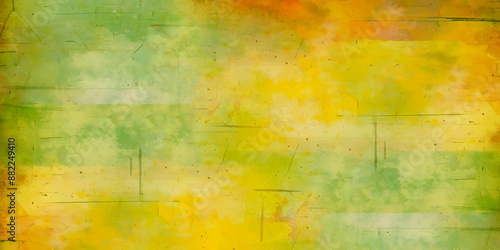 Abstract grunge style painting background vector with scratches effect.  Oil painting on canvas. Green and yellow texture.