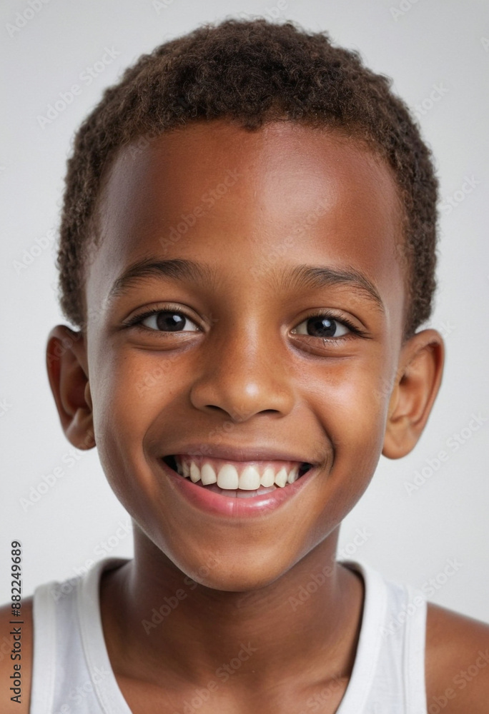Portrait view of a regular happy smiling Dominica boy, ultra realistic, candid, social media, avatar image, plain solid background Portrait view of a regular happy smiling Dominica boy, ultra realistic, candid, social media, avatar image, plain solid background