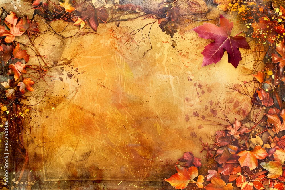 Naklejka premium Autumn background in bright autumn colours. AI generative.