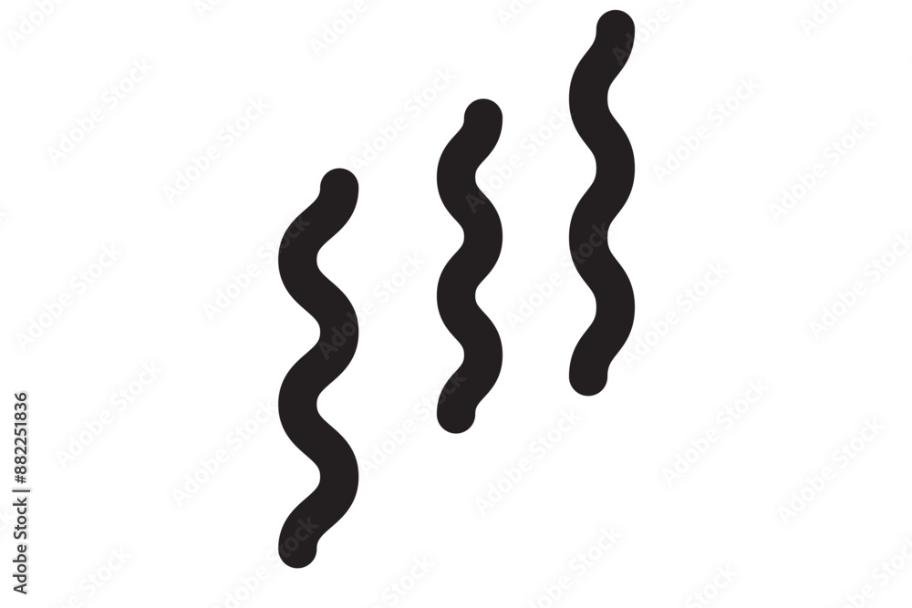Set of linear black steam vector icons. Smell or aroma. Smoke or vapour signs. Odor symbol. Set of linear black steam vector icons. Smell or aroma. Smoke or vapour signs. Odor symbol.