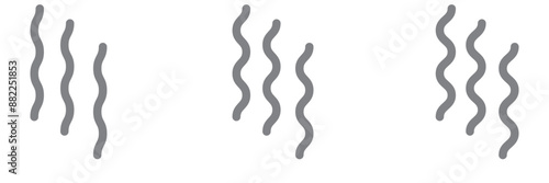 Set of linear black steam vector icons. Smell or aroma. Smoke or vapour signs. Odor symbol.