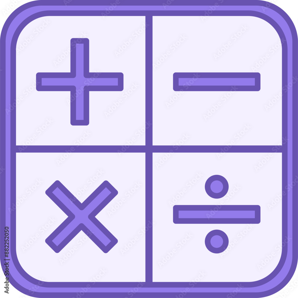 Fototapeta premium Colored Math Icon. Calculator Vector Icon. Mathematical Signs. Education and School Concept