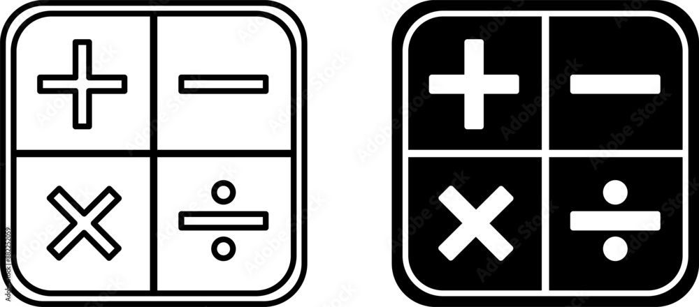 Math icons. Black and White Vector Calculator Icons. Mathematical Signs. Education and School Concept Math icons. Black and White Vector Calculator Icons. Mathematical Signs. Education and School Concept