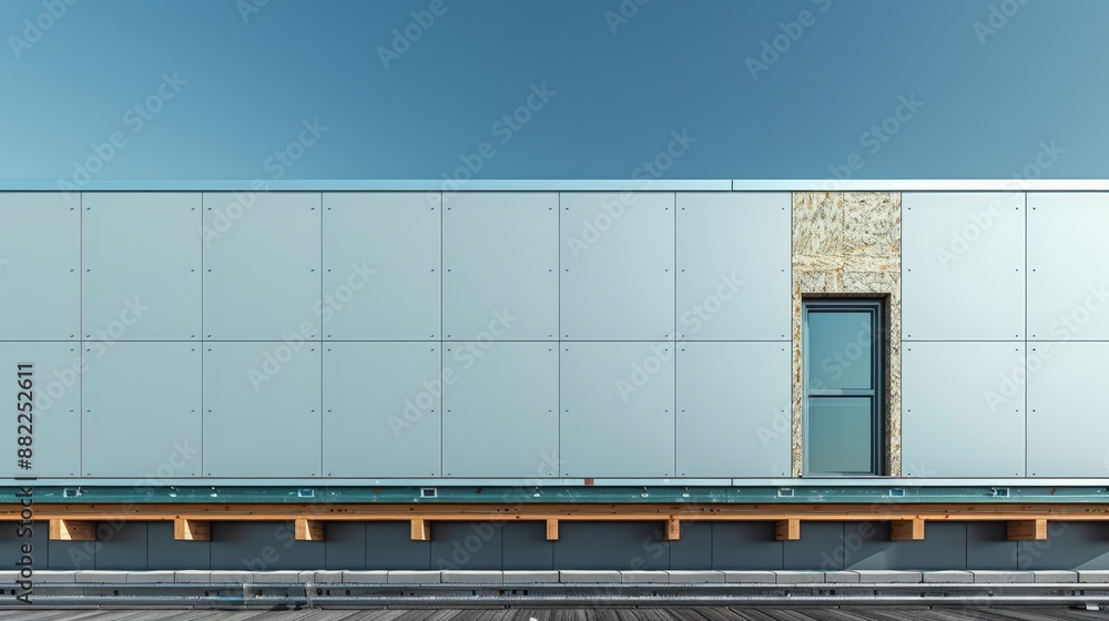 A structure with numerous windows lining one side and a bench situated adjacent on the other side A structure with numerous windows lining one side and a bench situated adjacent on the other side