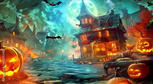 Spooky Halloween Night in a Haunted Village