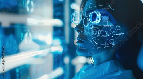 Woman with Augmented Reality Headset