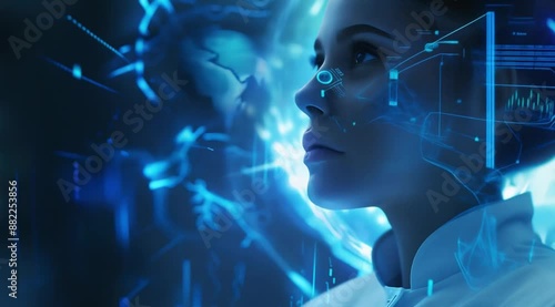 Woman with Digital Interface