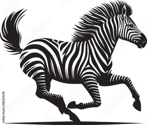 Zebra Silhouette isolated on white background Minimalist elephant vector shape icon