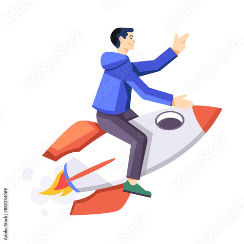 Persons with lightbulb denoting ideation, flat illustration 

