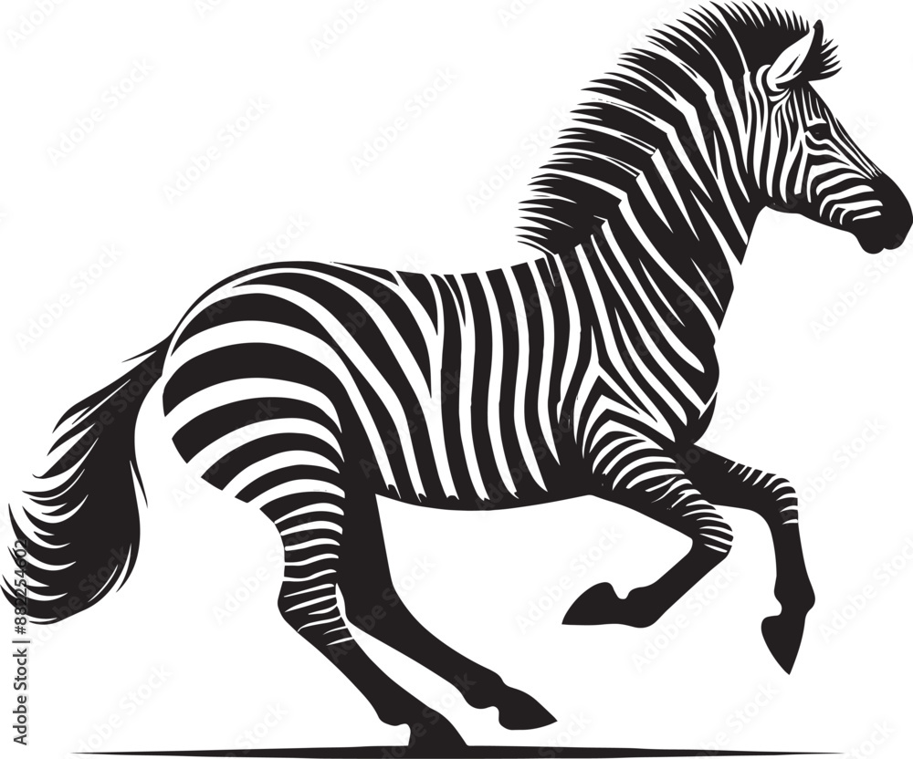 Fototapeta premium Zebra Silhouette isolated on white background Minimalist elephant vector shape icon