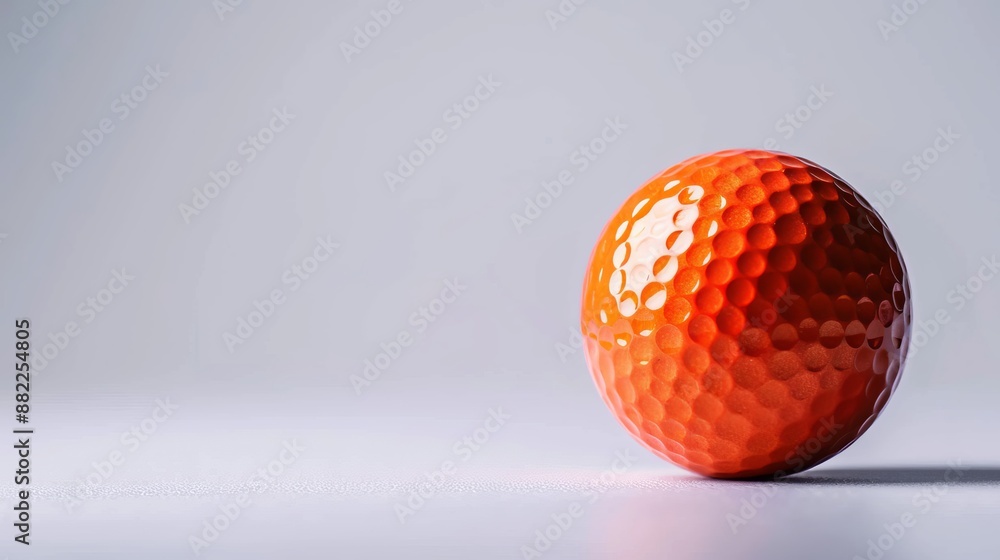 A tight shot of an orange golf ball atop a white backdrop, reflecting in its image the sphere beneath A tight shot of an orange golf ball atop a white backdrop, reflecting in its image the sphere beneath