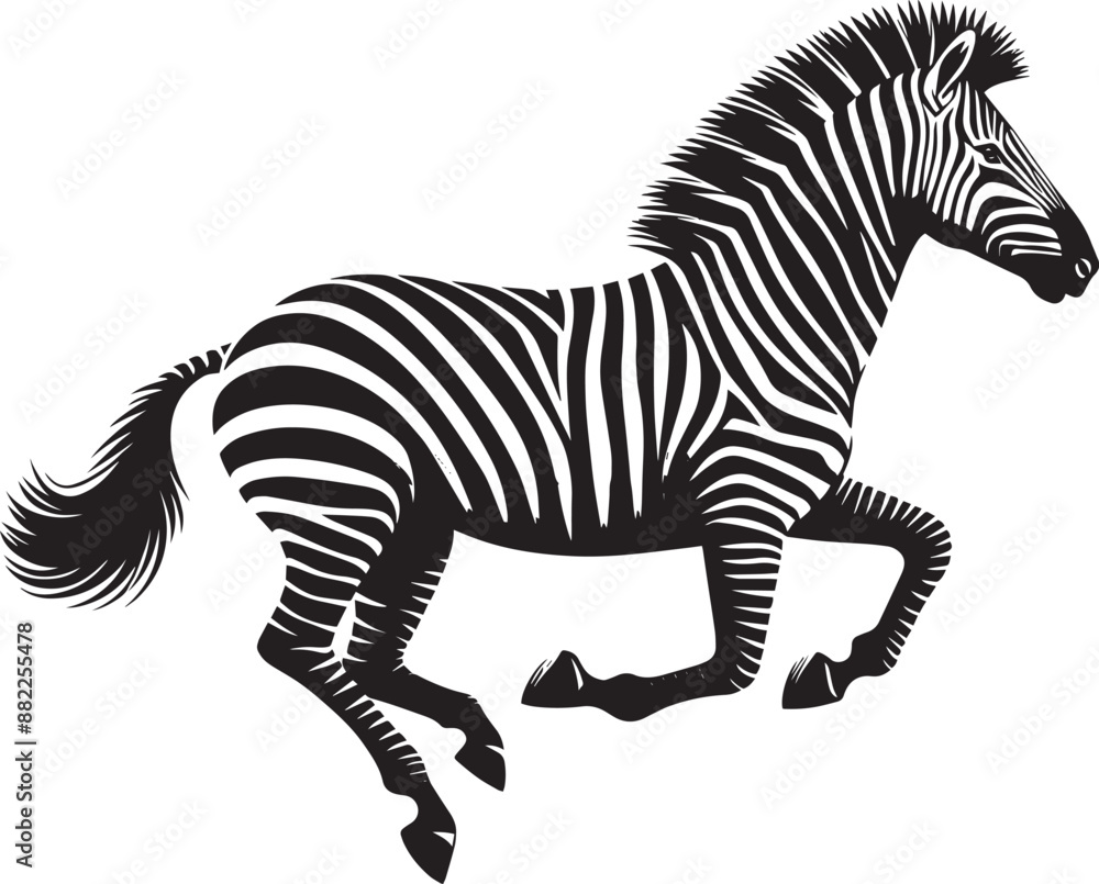 Fototapeta premium Zebra Silhouette isolated on white background Minimalist elephant vector shape icon