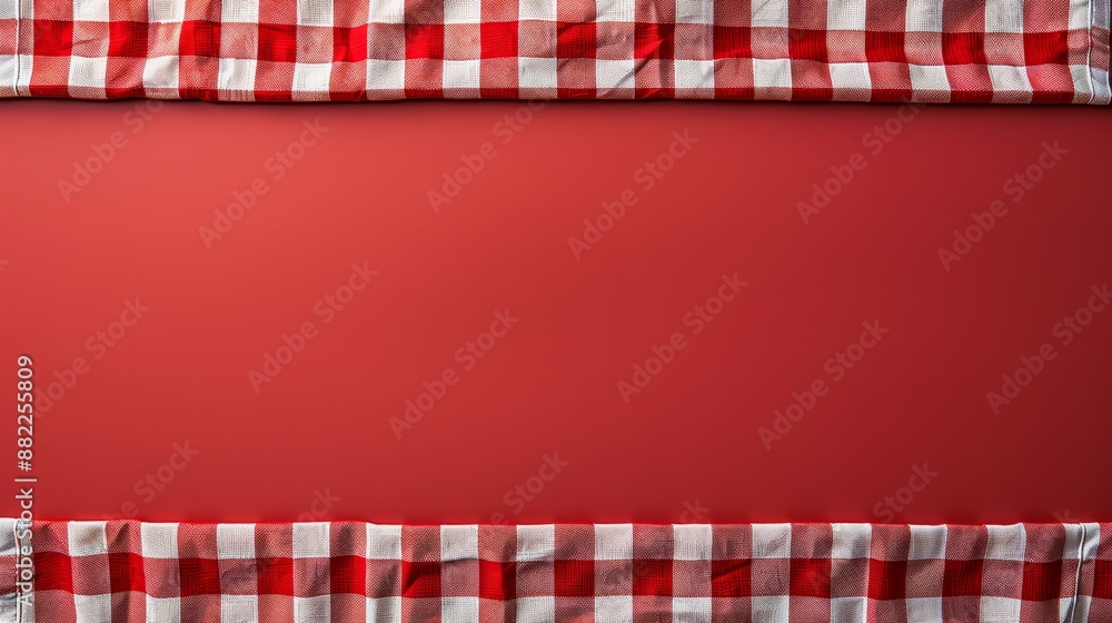 A red-and-white checkered tablecloth on a solid red background, accommodating either a picture or text A red-and-white checkered tablecloth on a solid red background, accommodating either a picture or text