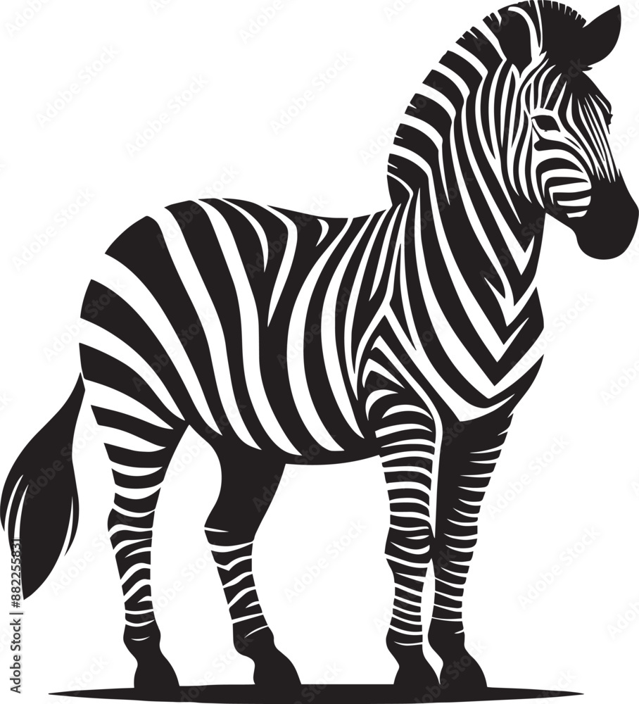 Fototapeta premium Zebra Silhouette isolated on white background Minimalist elephant vector shape icon