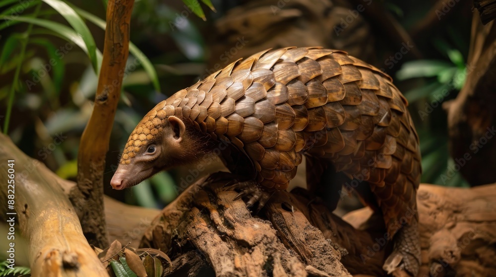 Close-up of a Pangolin on a Branch Close-up of a Pangolin on a Branch