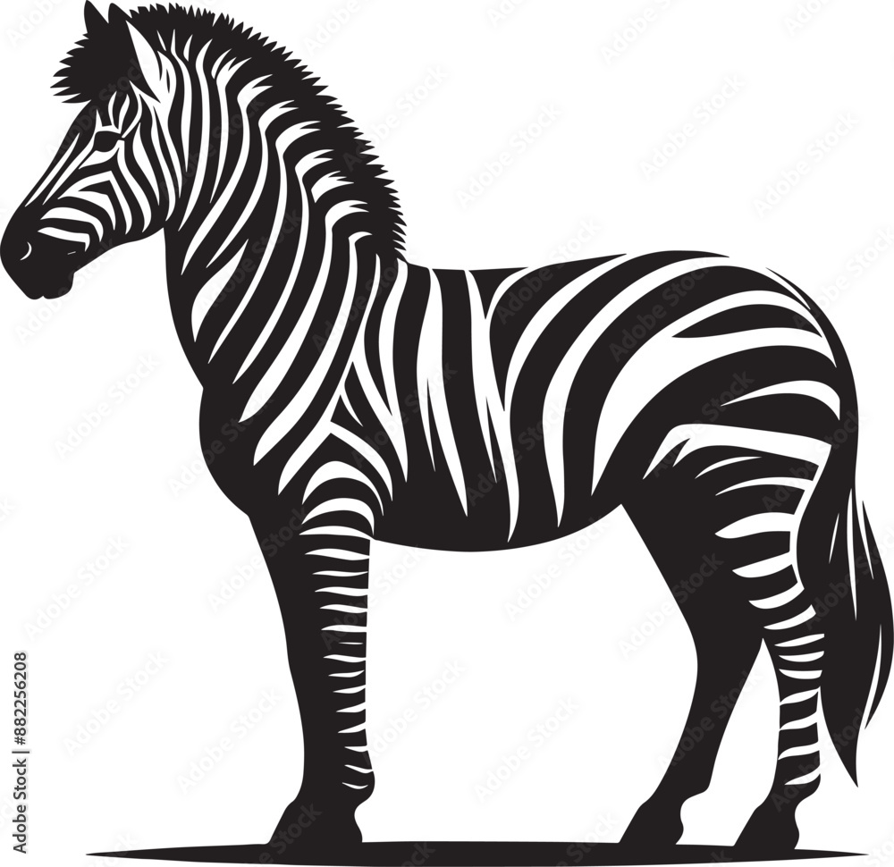 Obraz premium Zebra Silhouette isolated on white background Minimalist elephant vector shape icon