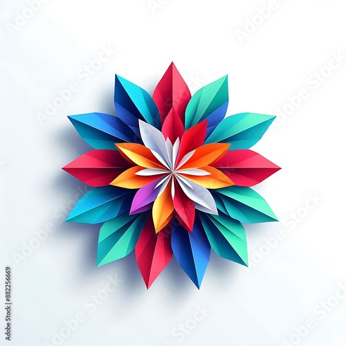 Colorful Origami Flower Vector on White Background. Generative AI.